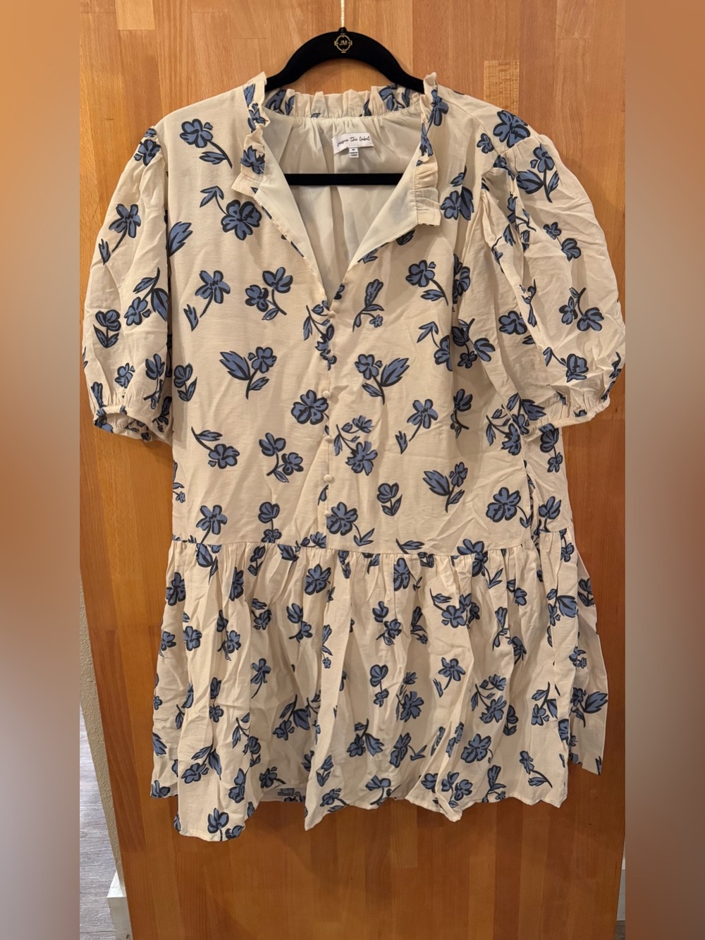 Jacquie The Label Blue Floral Puff Sleeves Mini Dress